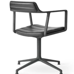 Vipp Skrivbordsstolar & Kontorsstolar-452 Snurrstol Med Fötter, Polerat Aluminium / Svart Läder