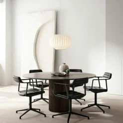 Vipp Skrivbordsstolar & Kontorsstolar-452 Snurrstol Med Fötter, Polerat Aluminium / Svart Läder