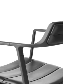 Vipp Skrivbordsstolar & Kontorsstolar-452 Snurrstol Med Fötter, Polerat Aluminium / Svart Läder