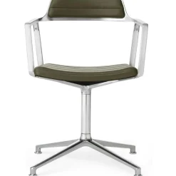 Vipp Skrivbordsstolar & Kontorsstolar-452 Snurrstol Med Fötter, Polerat Aluminium / Svart Läder