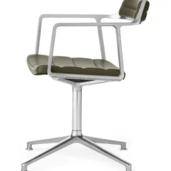 Vipp Skrivbordsstolar & Kontorsstolar-452 Snurrstol Med Fötter, Polerat Aluminium / Svart Läder