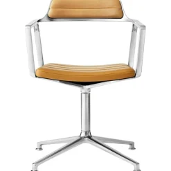 Vipp Skrivbordsstolar & Kontorsstolar-452 Snurrstol Med Fötter, Polerat Aluminium / Svart Läder