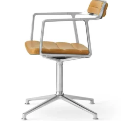 Vipp Skrivbordsstolar & Kontorsstolar-452 Snurrstol Med Fötter, Polerat Aluminium / Svart Läder