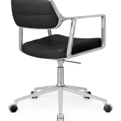 Vipp Skrivbordsstolar & Kontorsstolar-453+ Snurrstol Med Hjul, Polerad Aluminium / Bosco Green Läder