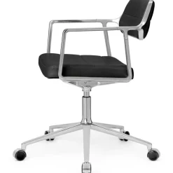 Vipp Skrivbordsstolar & Kontorsstolar-453+ Snurrstol Med Hjul, Polerad Aluminium / Bosco Green Läder