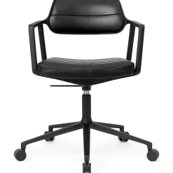 Vipp Skrivbordsstolar & Kontorsstolar-453+ Snurrstol Med Hjul, Polerad Aluminium / Bosco Green Läder