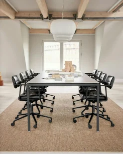 Vipp Skrivbordsstolar & Kontorsstolar-453+ Snurrstol Med Hjul, Polerad Aluminium / Bosco Green Läder