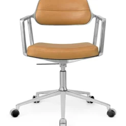 Vipp Skrivbordsstolar & Kontorsstolar-453+ Snurrstol Med Hjul, Polerad Aluminium / Bosco Green Läder