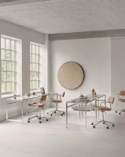 Vipp Skrivbordsstolar & Kontorsstolar-453+ Snurrstol Med Hjul, Polerad Aluminium / Bosco Green Läder