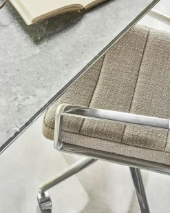 Vipp Skrivbordsstolar & Kontorsstolar-453+ Snurrstol Med Hjul, Polerad Aluminium / Bosco Green Läder