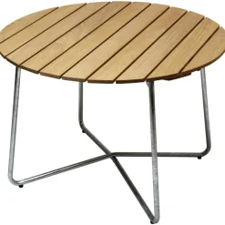 9A Bord Ø100 cm, Obehandlad Teak / Varmförzinkat Stål