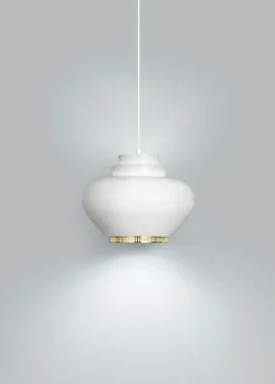 Artek Pendellampor-A333 Turnip Pendel Gjord av mässing, Gjord av stål, Vit / Mässing