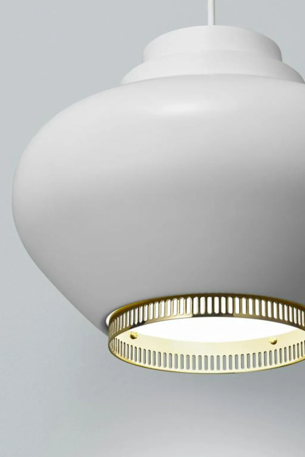 Artek Pendellampor-A333 Turnip Pendel Gjord av mässing, Gjord av stål, Vit / Mässing