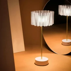 SLAMP Portabla Lampor|Portabla Lampor-Accordéon Battery Borda Portabel, Vit / Prisma