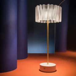 SLAMP Portabla Lampor|Portabla Lampor-Accordéon Battery Borda Portabel, Vit / Prisma