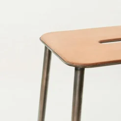 Adam Stool Barstol 76 cm, Läder/Stål