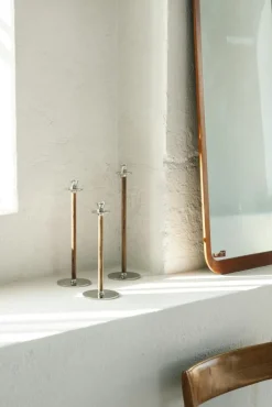 Hilke Collection Ljusstakar-Alto Basso Ljusstake 30 cm, Valnöt/Nickelpläterad