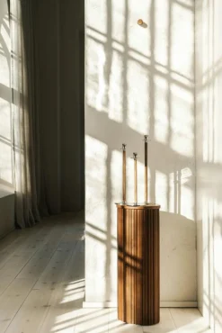 Hilke Collection Ljusstakar-Alto Basso Ljusstake 30 cm, Valnöt/Nickelpläterad