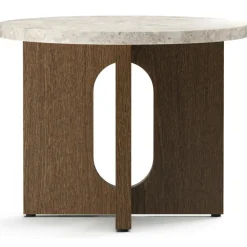 Androgyne Sidobord Ø50 cm, Kunis Breccia Sten / Valnöt