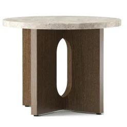 Androgyne Sidobord Ø50 cm, Kunis Breccia Sten / Valnöt