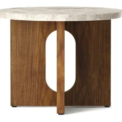 Androgyne Sidobord Ø50 cm, Kunis Breccia Sten / Valnöt