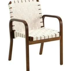 Armchair 45 Karmstol Svartlackerad yta, Klädsel i linne, Svartlackad Björk / Quiltat Läder Svart