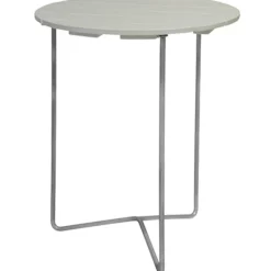 Grythyttan stålmöbler Trädgårdsbord-6B Bord Ø60 cm, Vitlackad Ek / Varmförzinkat Stål