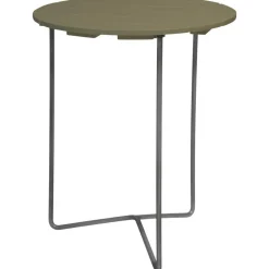 Grythyttan stålmöbler Trädgårdsbord-6B Bord Ø60 cm, Vitlackad Ek / Varmförzinkat Stål