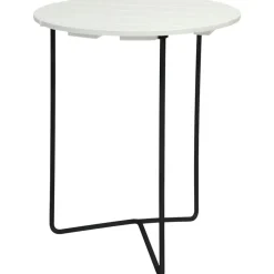 Grythyttan stålmöbler Trädgårdsbord-6B Bord Ø60 cm, Vitlackad Ek / Varmförzinkat Stål