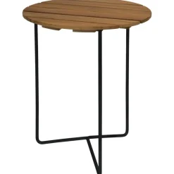 Grythyttan stålmöbler Trädgårdsbord-6B Bord Ø60 cm, Vitlackad Ek / Varmförzinkat Stål