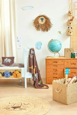 Barn RICE Barnfiltar-Babyfilt Stickad Med Djur & 3D-detaljar, Choklad