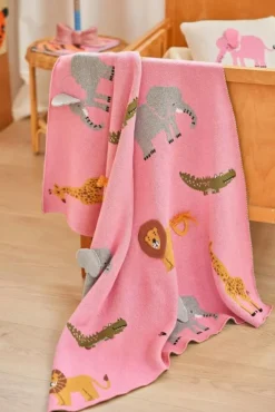 Barn RICE Barnfiltar-Babyfilt Stickad Med Djur & 3D-detaljar, Choklad