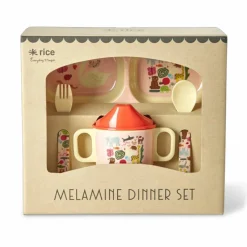 Barn RICE Barnserviser-Barnservis Melamin, Pink Happy Forest