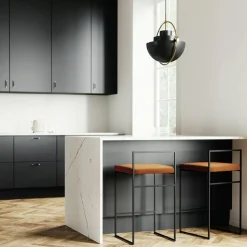 Department Barstolar & Barpallar-Barstol Med Ryggstöd 80 cm, Svart / Beige Sammet