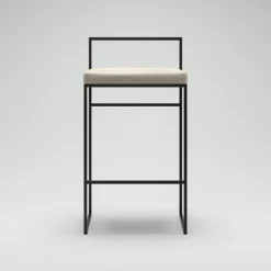 Department Barstolar & Barpallar-Barstol Med Ryggstöd 80 cm, Svart / Beige Sammet