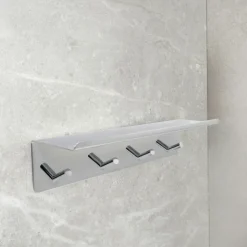 Beslag Design Handdukshållare-Base Kroklist Med Hylla, Borstad Rostfritt