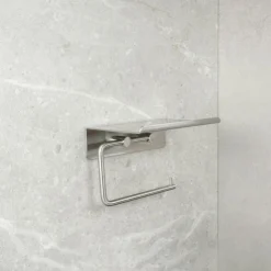 Beslag Design Toalettrullehållare-Base Toapappershållare Med Hylla, Rostfritt Stål