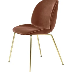 Beetle Stol Klädd Brass Base/ Velvet, Rusty Red