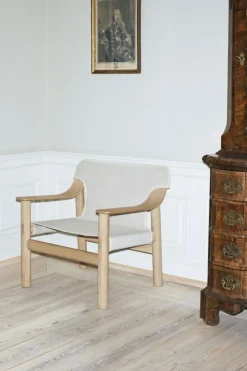 Bernard Lounge Stol, Vattenbaserad Lackad Ek/Natur Läder