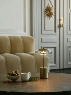 Blossi Mini Bordslampa Portabel, Svart / Opal