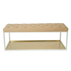 Scherlin Bänkar-Bänk 11, Stål/Mässing, Beige Läder