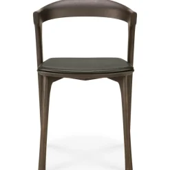 Ethnicraft Stolar-Bok Stol, Mörkbetsad Ek / Brun Skinn