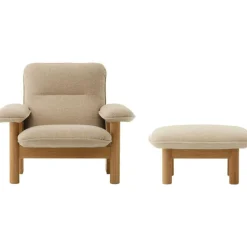 Audo Copenhagen Fotpallar|Fåtöljer-Brasilia Fåtölj Med Ottoman Naturlig Ek, Sheepskin Nature