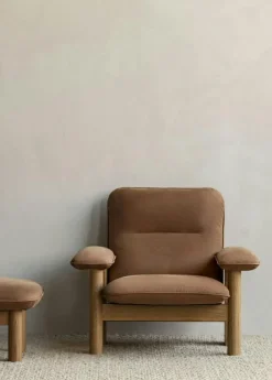 Audo Copenhagen Fotpallar|Fåtöljer-Brasilia Fåtölj Med Ottoman Naturlig Ek, Sheepskin Nature