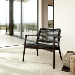 Vipp Fåtöljer-Cabin Loungefåtölj, Mörk Ek / Svart Läder