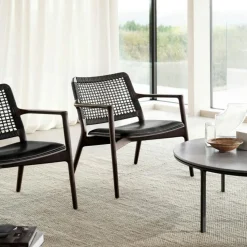 Vipp Fåtöljer-Cabin Loungefåtölj, Mörk Ek / Svart Läder