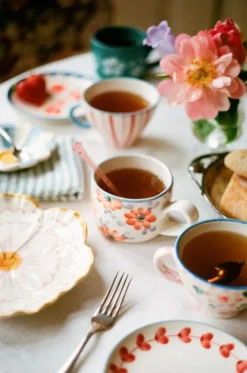 RICE Kaffekoppar-Cappuccinokopp Keramik 20 cl, Orange Flowers