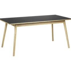 C35B Matbord 160 cm, Lackerad Ek / Svart Linoleum