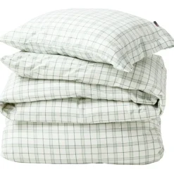 Checked Lyocell/Cotton Bäddset 150x210 + 50x60 cm, Vit/Beige