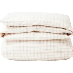 Checked Lyocell/Cotton Bäddset 150x210 + 50x60 cm, Vit/Beige